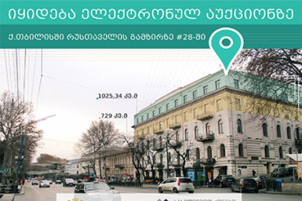 თბილისის ცენტრალურ ქუჩაზე სახელმწიფო ქონება იყიდება