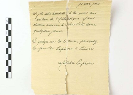 კანადაში იკვლევენ ბოთლში ნაპოვნ წერილის, რომელიც სავარაუდოდ „ტიტანიკის“ მგზავრმა დაწერა