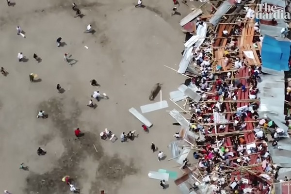 კოლუმბიაში ხარების ბრძოლის მაყურებელთა ტრიბუნა ჩაინგრა, დაღუპულთა შორის ბავშვიცაა (ვიდეო)