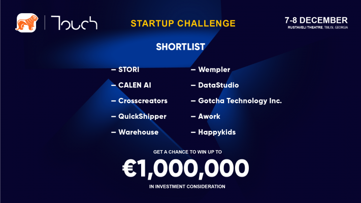 Touch Summit-ის Startup Challenge-ის შორთლისთი ცნობილია - სამიტის  გენერალური პარტნიორი საქართველოს ბანკია