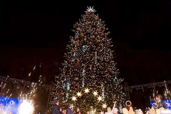 პარლამენტის წინ ქვეყნის მთავარი ნაძვის ხე აინთო