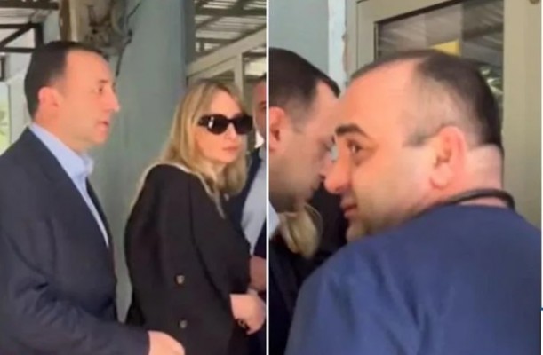 კლინიკაში, სადაც თორნიკე რიჟვაძე იმყოფება, ირაკლი ღარიბაშვილი მივიდა - კადრები ადგილიდან