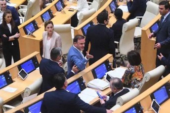 paata-manjgalaZis-gancxadebas-parlamentis-sxdomaze-qarTuli-ocnebis-deputatebis-mxridan-xmauri-mohyva---aluda-RuduSaurma-da-irakli-zarquam-manjgalaZes-farCaki-da-tura-uwodes